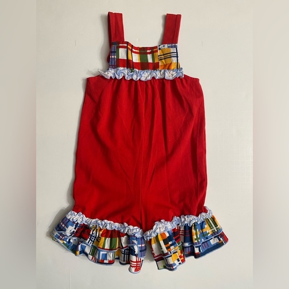 Millie Jay Spring Red Romper nautical Ruffle detail Toddler Girl 12 Months - Picture 2 of 15